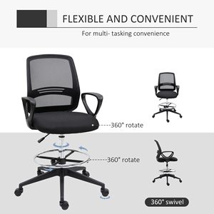 Ergonomic Gray Fabric Midback Swivel Laboratory <b>Stool</b> Drafting Work Task Chair for <b>Office</b> With Footrest - Product Image 3