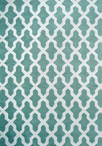 Tapis en laine tufté à la main Chikoon, laine de Nouvelle-Zélande de qualité supérieure, bleu sarcelle et blanc, design artistique moderne, ultra doux et durable - Product Image 4