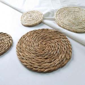 Woven Placemats Set Custom <b>Table</b> <b>Mats</b> Heat Resistant Anti-Slip Brown Round Rattan Placemats - Product Image 3