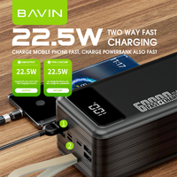 BAVIN Prix de gros Banque d'alimentation portable à grande capacité avec écran LED personnalisé, charge rapide 22,5W, 60000mAh avec lampe de poche PC053S
