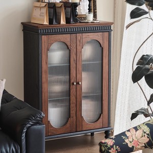 French Retro Solid Wood <b>Sideboard</b> 78x40x118cm Storage Cabinet Living Room Furniture - Product Image 4