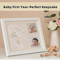 Kit d'empreinte pour bébé imprimé avec cadre en bois en gros d'approvisionnement d'usine, kit d'empreinte pour main et empreinte en argile pour bébé, cadeaux pour nouvelle maman