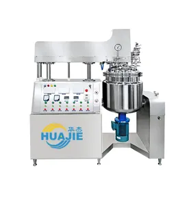HUAJIE Triple Jacketed Heated Vacuum Emulsifying Agitator Mixing Machine For Face Body Lotion Toothpaste Whitening Cream