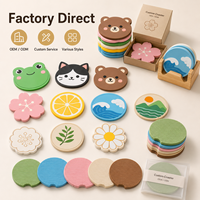 Ensemble de sous-verres en PVC souple multi-designs, ours, chat, grenouille, fleur, antidérapants, pour tasses à café