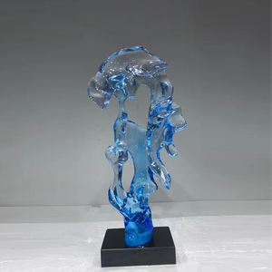Hải Quan Khách Sạn Trang Trí Trong Suốt Nhựa Epoxy Màu Xanh Sóng Nước Điêu Khắc Rõ Ràng Nhựa Trừu Tượng Điêu Khắc Cho Phòng Trưng Bày Nghệ Thuật - Product Image 4