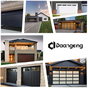 Portes <span class=keywords><strong>de</strong></span> <span class=keywords><strong>garage</strong></span> modernes à panneaux affleurants, minimalistes, noir mat avec fenêtres étroites pour maison contemporaine - Product Image 2