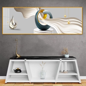 Arte Mural Moderno de Porcelana con Diseño Geométrico Abstracto, 90x30cm, Pintura Enmarcada, Impresión Digital en Papel para Decoración de Dormitorio - Product Image 3