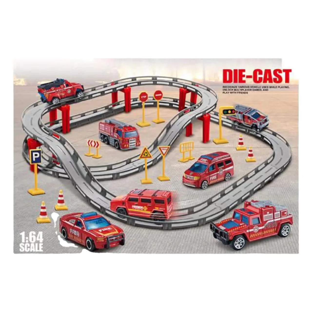 32 पीसी 1:64 डी कास्ट मॉडल कार स्लॉट दौड़ कारों के लिए खिलौने
