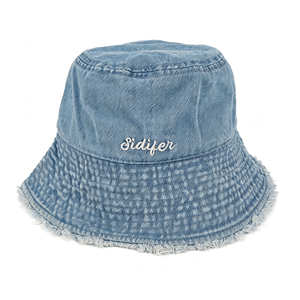 Sombrero de Pescador de Mezclilla con Logotipo Personalizado, Estilo Vintage, Lavado, Azul, Bordado con Danza del León, Protección Solar, Ala Ancha, 100% Algodón - Product Image 2