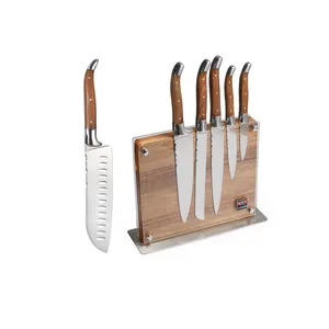 Professional 7Pcs Stainless Steel Kitchen Knife Set With Wooden Block