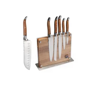 Professional 7Pcs Stainless Steel Kitchen Knife Set with Wooden Block