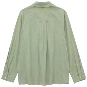 2024 hommes mode lin revers chemises Vintage à manches longues boutonné femme Blouses Blusas <span class=keywords><strong>Chic</strong></span> hauts - Product Image 2