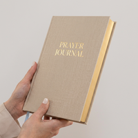 Carnet de bien-être personnalisé format A5 avec couverture en tissu de lin, logo doré et ruban – Cadeau personnalisé
