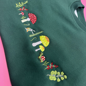 Sudadera verde 100% de algodón para hombre, suministro ODM de invierno con setas bordadas, conejo, Tortuga, teñido liso, bordado 3D - Product Image 3