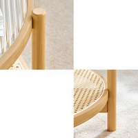 Table basse de thé en bambou de rotin de meubles de maison de salon de dessus en verre rond minimaliste nordique