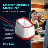 Escáner de Códigos QR de Escritorio Resistente UMG-FS31 IP42, Plataforma de Lectura de Códigos de Barras 2D con Sensor Automático, USB, Cableado, para Supermercados, Comercios Minoristas, Gestión de Inventario