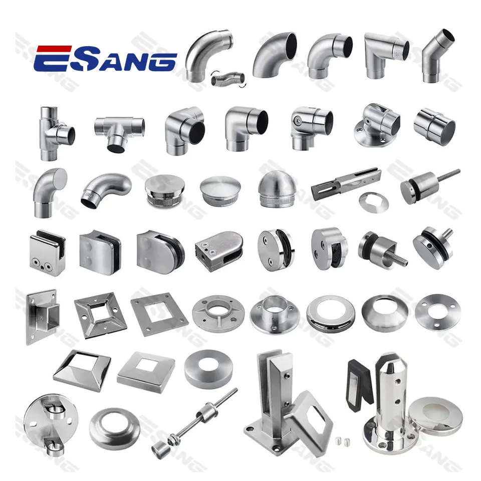 ESANG Inox Satin Balaustradas Acessório Suporte De Vidro Spigot Braçadeira De Aço Inoxidável Corrimão Acessórios Vidro Trilhos SS Fittings