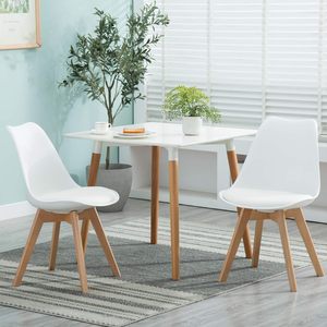 Sedia da Pranzo in Plastica Stile Scandinavo con Gambe in <span class=keywords><strong>Legno</strong></span> per Casa, <span class=keywords><strong>Cucina</strong></span> e Caffetteria - Product Image 1