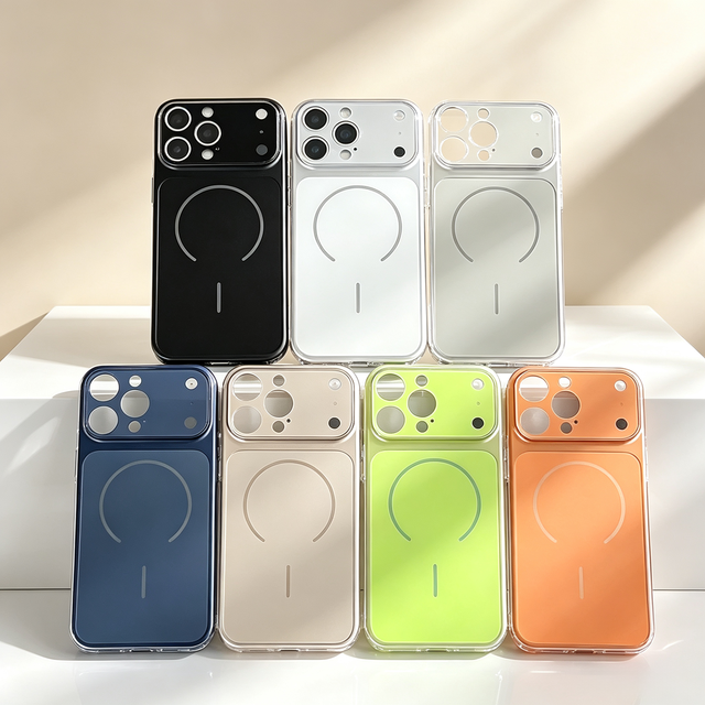 Frosted Electroplate Magnetic TPU+PC Phone Case with Large View Camera Lens Protection for 17 Pro Max Wireless Charging
