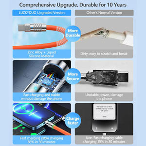 Câble de données à charge rapide en alliage super zinc 6A, applicable aux appareils Samsung pour iPhone, en silicone liquide/TPE - Product Image 3