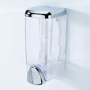 Dispenser Sabun Tangan Manual 300Ml, Wadah Sampo Cuci Badan Gel Mandi Tangan Lapis Krom Plastik ABS dengan Kunci