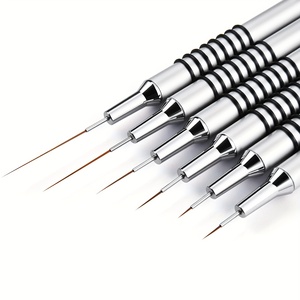 Lot de 6 pinceaux extra fins pour nail art au gel UV, poils synthétiques, pour dessin et traçage, tailles 5, 7, 9, 11, 20, 25 mm, pour salon de manucure - Product Image 5