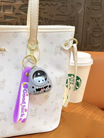 Porte-clés LED lumineux créatif ciel étoilé Sac à dos en plastique Astronaute Ours Chaton Cartable Couple Pendentif Griffe Machine Cadeau