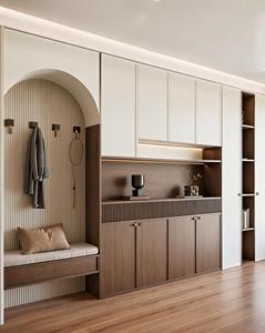 Mueble Zapatero Moderno sin Tiradores con Puertas Arqueadas y Almacenamiento de Múltiples Niveles en <span class=keywords><strong>Madera</strong></span> Natural para Entrada - Product Image 2