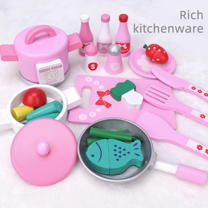 Juego de Juguetes de Comida de Madera Rosa para Juego de Imitación Educativo Temprano, Juego de Cocina de Simulación Grande de Alta Calidad para Niños - Product Image 6