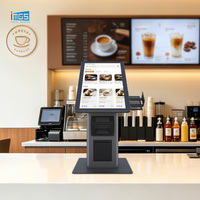 Terminal de point de vente vertical 9 16 avec écran tactile de 21,5 pouces, kiosque de commande automatique avec imprimante intégrée pour les restaurants de service rapide et la restauration rapide
