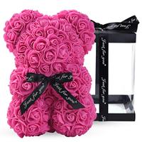 2025 vente chaude 25cm ours Rose dans une boîte en Pvc ours en mousse de peluche artificielle colorée avec coeur pour cadeau de fête des mères de la saint-valentin