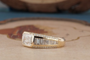 14K Gold Lab Grown Diamond <b>Ring</b> Men Elegant Synthetic Diamond <b>Statement</b> <b>Ring</b> Wide Band Fashion Luxury Men Jewelry Gift - Product Image 2