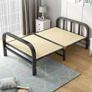 Black Metal Folding Rollaway Bed With 10cm Sponge Mattress Extra Guest Bed For Hotel Supply Or Bedroom Use