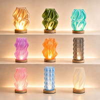Lampe de table LED minimaliste avec base en bois, à intensité variable et alimentée par USB, pour bureau, maison, chevet