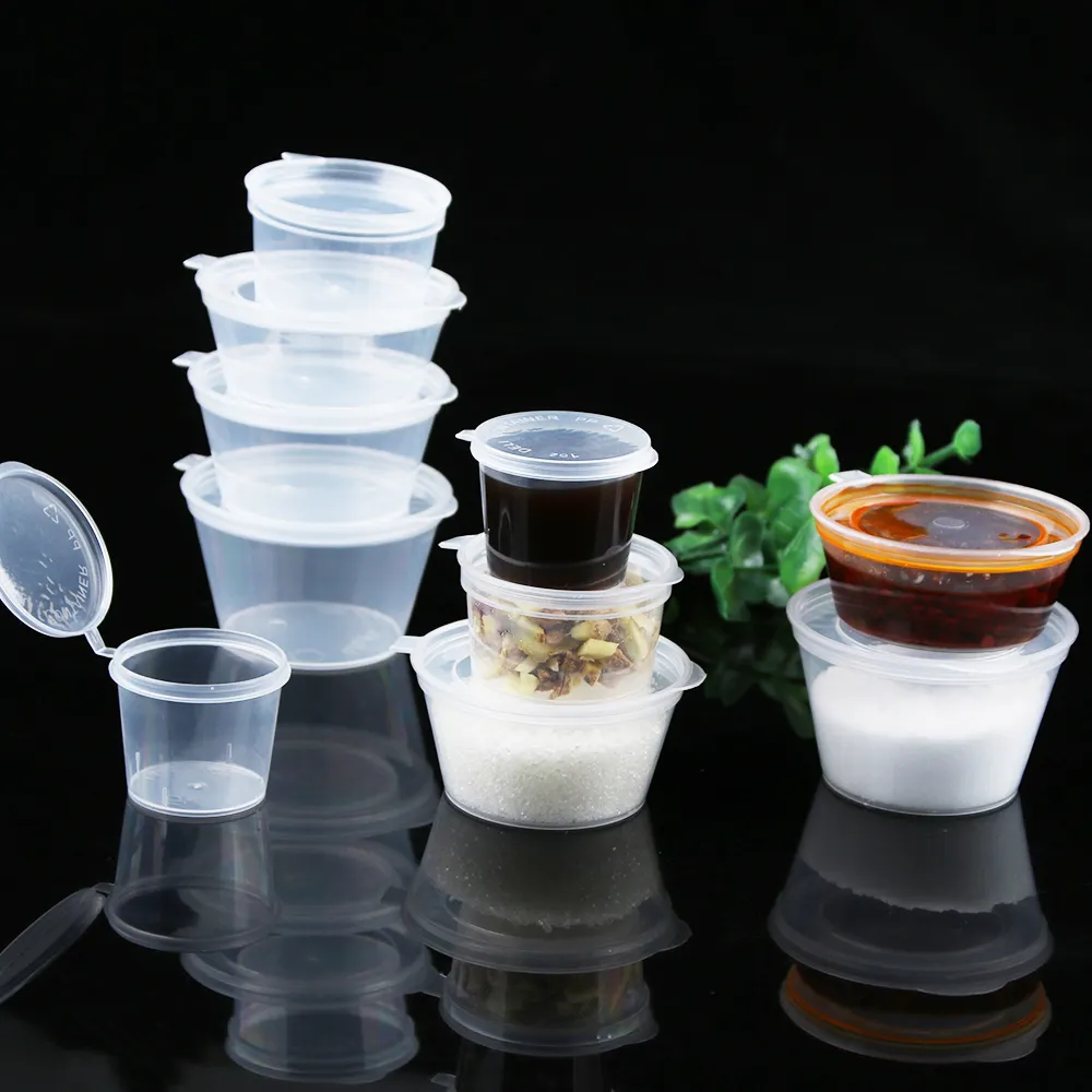 Recyceln Sie Plastiks alat Dressing Cup Takeaway Einweg-Klappdeckel Sauce Behälter Versiegelung Sauce Tasse