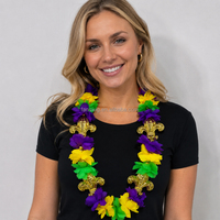Op maat gemaakte Mardi Gras bloemenkrans ketting met gouden Fleur-de-lis carnavalsparade feestbenodigdheden
