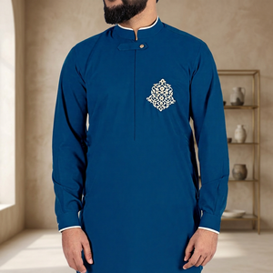 Thobe arabe de haute qualité pour hommes 2026, grande taille, décontracté, brodé, antistatique, en polyester, luxueux - Product Image 3