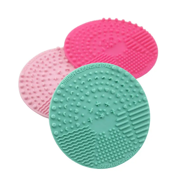 Silicone Makeup Brush Cleaning Mat Round Portable Scrubber Face Makeup Cleaner Pad Cosmetic Brush Cleaner with Suction cup