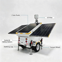 Caméra de surveillance PTZ solaire 2x4MP sur remorque, capacité de puissance 10800Wh, étanche IP67 pour utilisation extérieure sur chantiers de construction