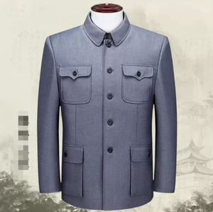 Vestes pour hommes de style Mao, tuniques traditionnelles chinoises, vêtements du Nouvel An et du Festival du Printemps, Zhong Shan, manteaux à plusieurs poches, cadeaux pour papa - Product Image 6