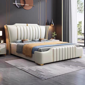 Lit de rangement en boîte de style moderne et artistique haut de gamme, 1,8 m, style italien luxueux, lit en cuir pour chambre à coucher, lit <span class=keywords><strong>king</strong></span>-<span class=keywords><strong>size</strong></span> ou queen-<span class=keywords><strong>size</strong></span> - Product Image 1