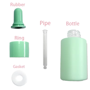 Botella de vidrio cilíndrica naranja con gotero para suero de cuidado de la piel de 30 ml con tapa de rosca y superficie transparente - Product Image 4