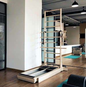 Lit <span class=keywords><strong>de</strong></span> Pilates professionnel pour l'alignement du tronc, avec double rail en bois et échelle coulissante bidirectionnelle - Product Image 5