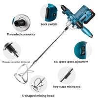 Mélangeur portatif sans fil 20V à moteur brushless, double batterie 10 cellules rechargeable, pour peinture, mortier et plâtre, usage industriel et bricolage