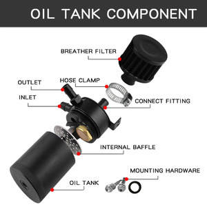 油分离器收集罐套件 2 个端口 150 毫升通用铝制储油罐，带排水阀过滤器，迷你油分离器 - Product Image 4