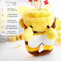 Veste en velours style abeille mignonne avec capuche et trou pour laisse pour petits chiens et chats