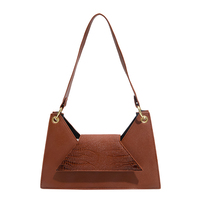 Sac à bandoulière minimaliste pour femme, forme géométrique, avec patch gaufré crocodile, poignée courte, sac sous le bras