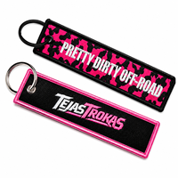 Porte-clés tissé personnalisé imprimé léopard noir rose vif, avec anneau métallique, pour bagages, cadeau de voyage, brodé