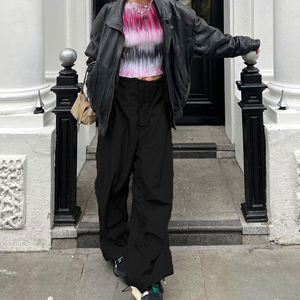 Nuovi Pantaloni da Lavoro 2026, Elastici e alla <span class=keywords><strong>Moda</strong></span>, a <span class=keywords><strong>Vita</strong></span> <span class=keywords><strong>Bassa</strong></span>, Stile Parachute, in Cotone Tessuto, Gamba Larga, Pantaloni Cargo da Donna - Product Image 4