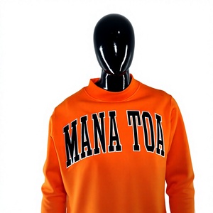 เสื้อสเวตเชิ้ตคอกลมผู้หญิง Mana Toa สีส้ม เสื้อฮู้ดฤดูหนาว ผ้าฝ้าย 100% ปักลายสไตล์วินเทจ แนวสตรีทแฟชั่น - Product Image 4